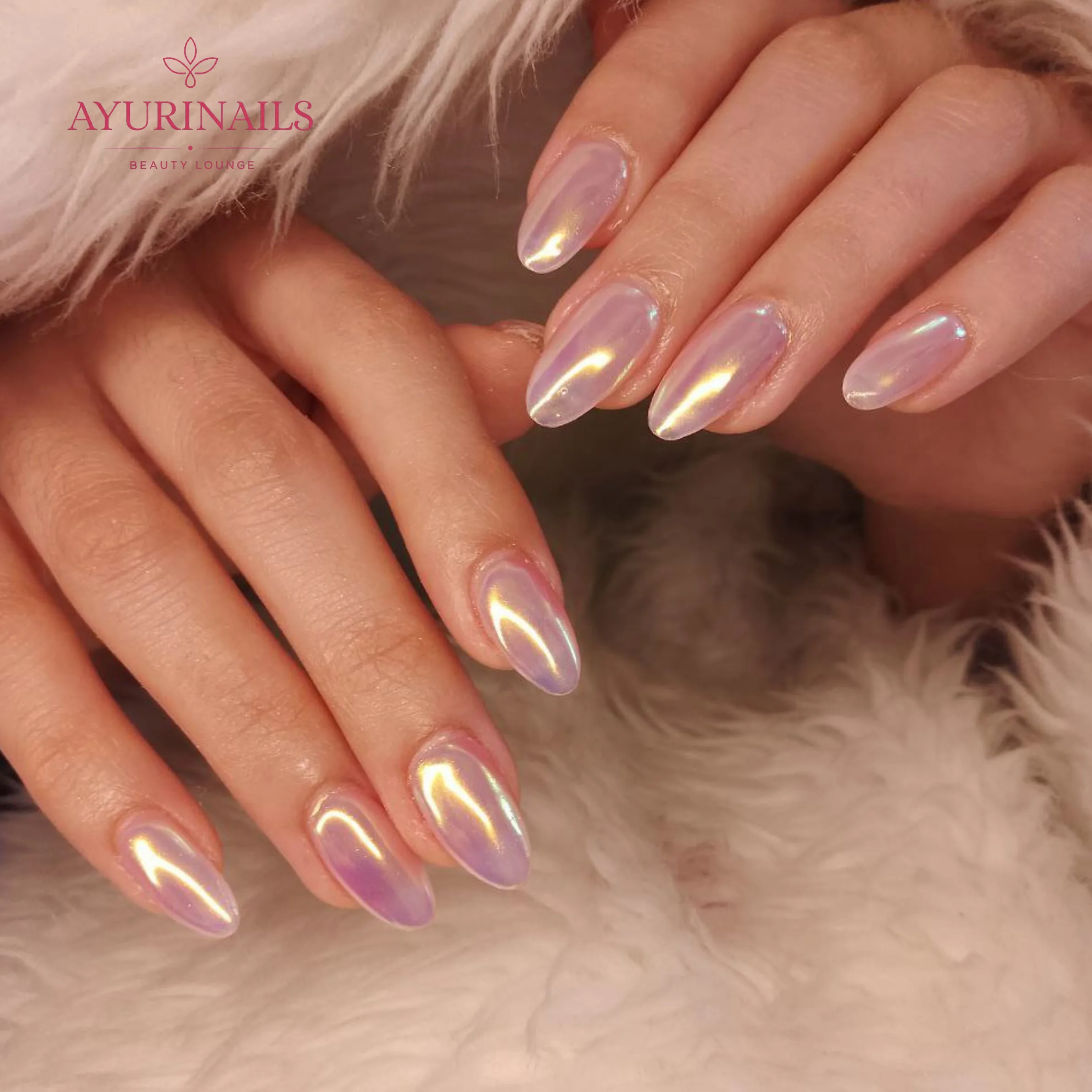glazed donut chrome nails with lilac iridescent shimmer, AyuriNails Beauty Lounge Makati